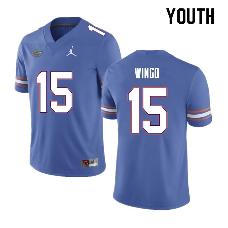 NCAA Florida Gators Derek Wingo Youth #15 Nike Blue Stitched Authentic College Football Jersey XKU1764MB